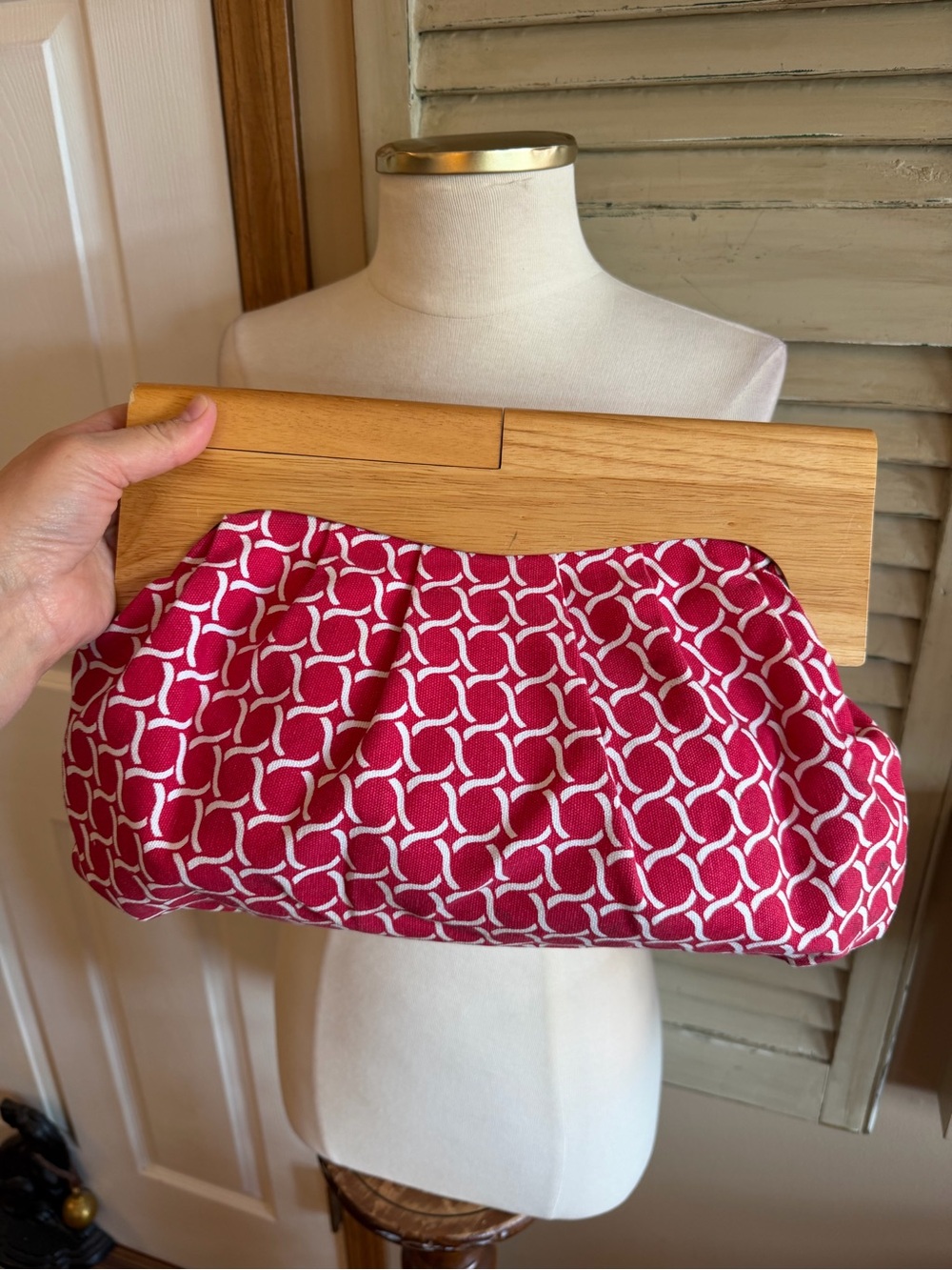 Pink Geometric Pattern Clutch VINTAGE
